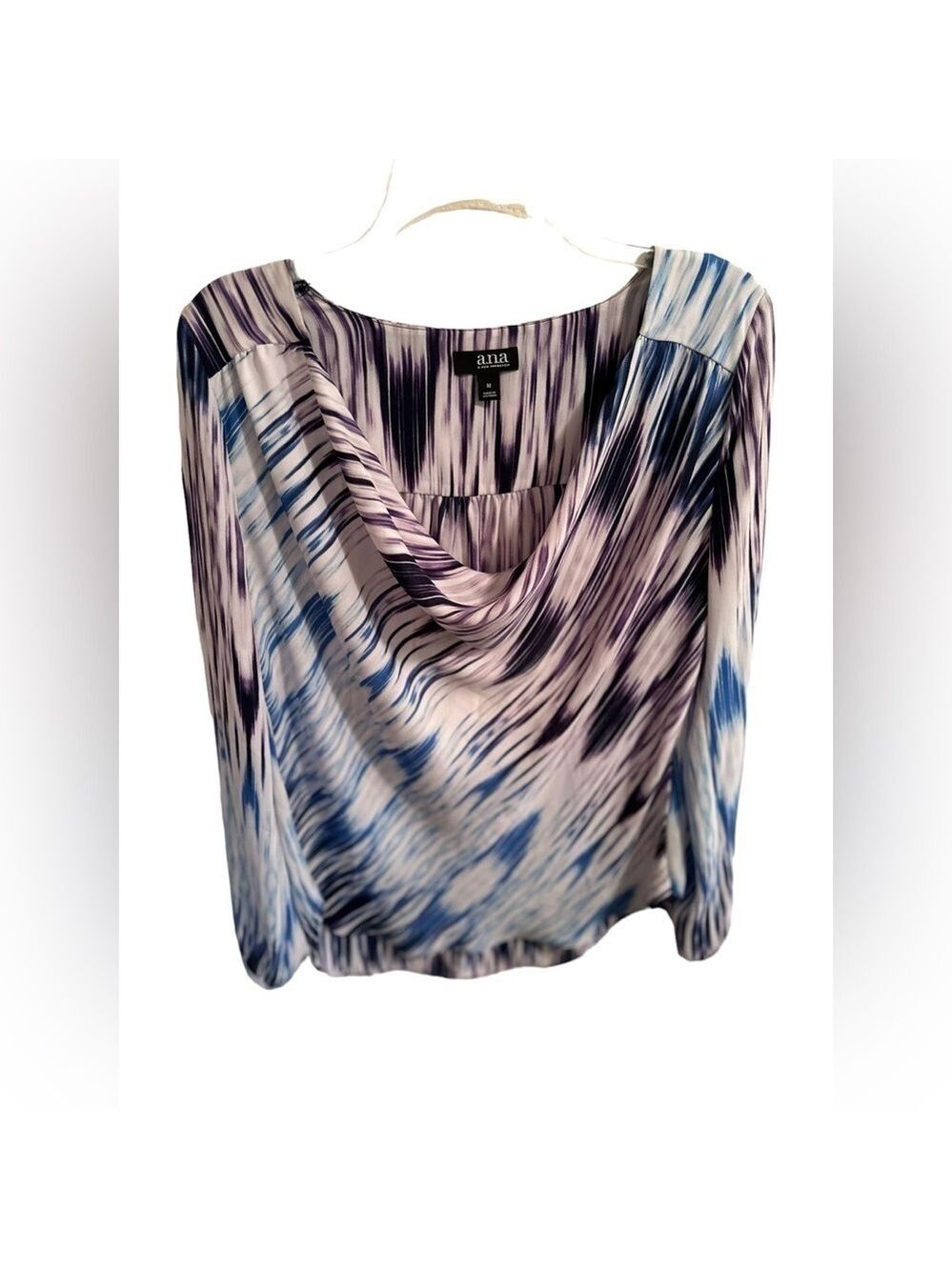 Ana Sheer Delicate Blouse Womens Medium Multicolor Split Slit Open Long Sleeves